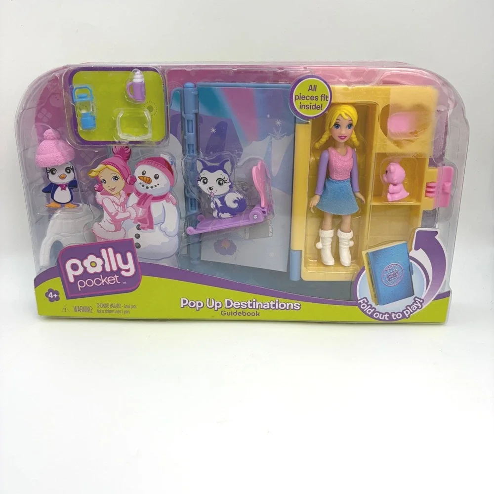 Polly Pocket Pop Up Destinations Guidebook Winter Playset Mattel R2632 2009 NEW